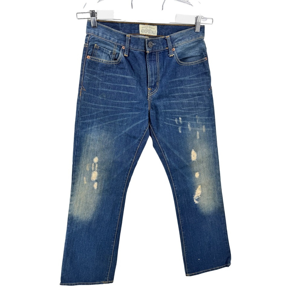 Aeropostale Driggs Slim Bootcut‎ Jeans Mens 30x30 Blue Distressed 31x31 Actual
